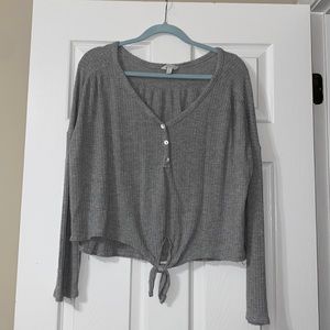 Gray, long sleeve blouse